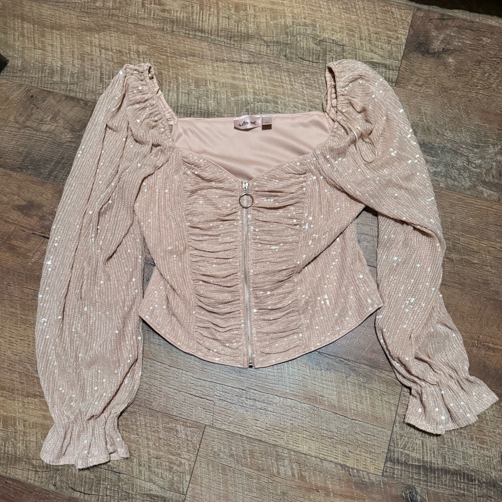 Elegant Sequin Blush Top